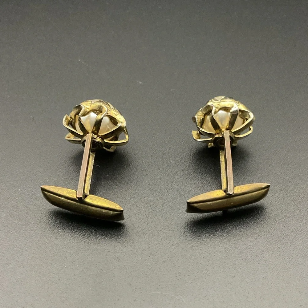 Vintage Faux Pearl Cuff Link Set
